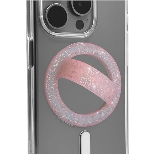 Magnetic Silicone Phone Grip Loop Holder for MagSafe iPhone Case - color: Pink Sparkle