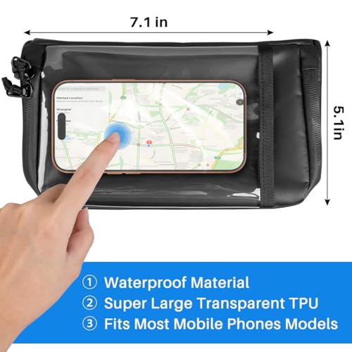 WOTOW Bike Front Basket handlebar Bag with Touch Screen Phone Holder, 3L | Bicycle Front Basket Pack, Reflective Storage Pouch for Men Women Kids Outdoor Road MTB Cycling