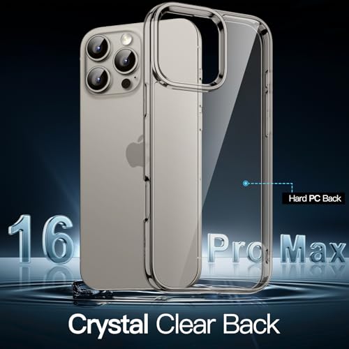 JETech Case for iPhone 16 Pro Max, Anti-Yellowing, Natural Titanium | Shockproof Protection, Scratch Resistant Hard PC Back, Durable Transparent TPU Bumper - color: Natural Titanium, size: iPhone 16 Pro Max