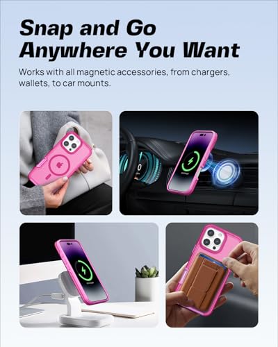 ArtsEvo Strong Magnetic for iPhone 16 Pro Max Case, Compatible with MagSafe, 360° Military-Grade Protection, Slim Translucent Matte Phone Case, Hot Pink - color: Hot Pink, size: iPhone 16 Pro Max