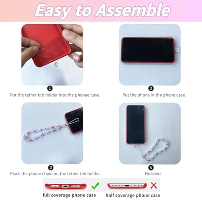 SHUANGART 531 Pcs Phone Chain Beaded Making Kit, Cell Phone Charms Lanyard Wrist Strap Set with Matte Frosted Beads Burst Round Beads Glass Seed Beads Phone Tether Tab for Women DIY Bracelet Keychain