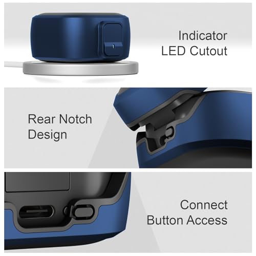 for Samsung Galaxy Buds 4 Pro/Buds 4 Case (2026) with Secure Safety Lock Clip,Shockproof Scratch-Resistant Hybrid PC+TPU Soft Shell Protective Cover Accessories with Carabiner&Cleaning Pen(Dark Blue) - color: Dark Blue Edge-Black