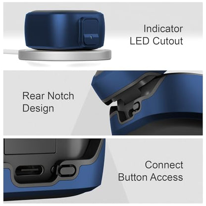 for Samsung Galaxy Buds 4 Pro/Buds 4 Case (2026) with Secure Safety Lock Clip,Shockproof Scratch-Resistant Hybrid PC+TPU Soft Shell Protective Cover Accessories with Carabiner&Cleaning Pen(Dark Blue) - color: Dark Blue Edge-Black