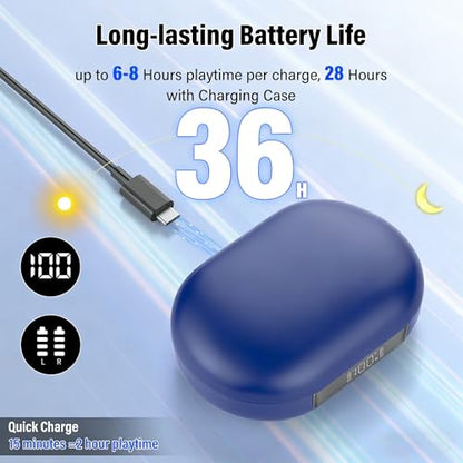 Open Ear Headphones, NEW Over Ear Earbuds with 4 ENC Noise-Canceling Mic - color: Blue