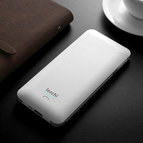 Portable Power Bank, Ultra Slim 10000mAh Portable Charger, USB C External Battery Pack with Built-in AC Plug, Charging Cable, Output Port, Compatible with All Kinds of Cellphones … - color: White
