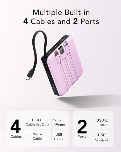 VRURC Portable Charger 10000mAh Battery Pack, Cell Phone Power Bank, Purple - color: Purple
