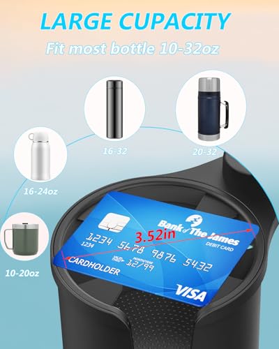 2-in-1 Cup Phone Holder for Car, 360° Adjustable Car Phone Mount - color: black
