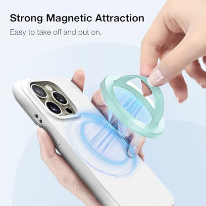 Magnetic Silicone Phone Grip | Super Strong Magnetic Design, 360° Rotation, Comfortable Grip, Compatible with iPhone 16/15/14/13/12 Series, Perfect for Selfies and Watching Videos (Light Cyan) - color: Light Cyan