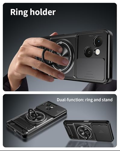 Compatible with Tecno Pop 10 Pro Case Cover,Compatible with Tecno Spark 40C 4G KM4k with Slide Camera Cover Phone Stand Protective Case Black - color: Black, size: Compatible with Tecno Pop 10 Pro