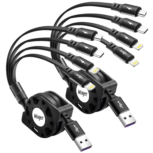Multi Charging Cable,[2Pack 4Ft] Retractable Phone Charger for All Devices