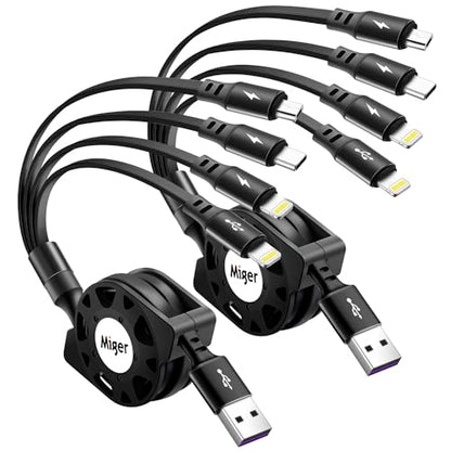 Multi Charging Cable,[2Pack 4Ft] Retractable Phone Charger for All Devices