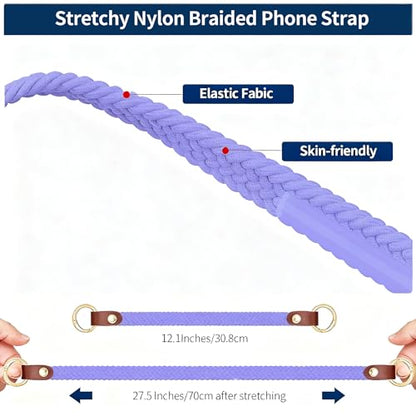 Hovmwey Stretchy Phone Lanyard Tether, 2 Pack Phone Leash Anti-theft Phone Strap for Anti-drop Outdoor Hiking Cycling Climbing Universal for Most Cell Phones, Lavender - color: Lavender