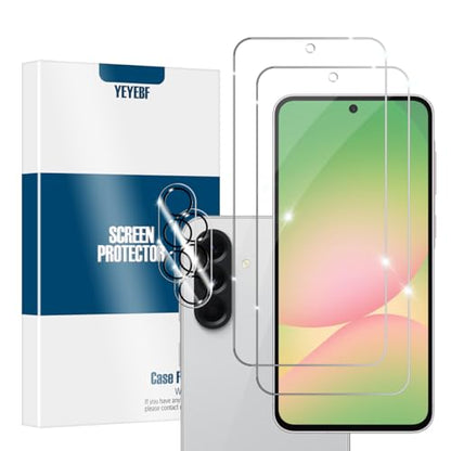Galaxy A56 HD Clear Tempered Glass Screen Protector + Camera Lens Protectors, [2+2 Pack] [3D Glass] [Anti-Glare] [Bubble-Free] Screen Protector Glass For Samsung Galaxy A56 - size: Galaxy A56