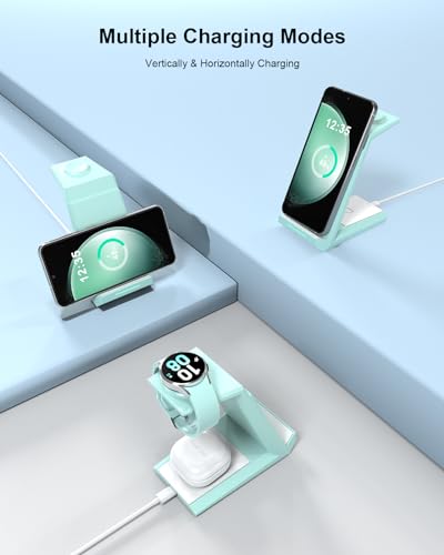 NANAMI 3 in 1 Wireless Charger for Samsung Phone and Watch, Galaxy S26/S25 - color: Green