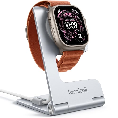Lamicall Apple Watch Stand for Charger, Aluminum Desk Watch Charing Holder - color: Silver