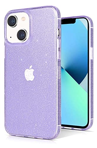 JJGoo Compatible with iPhone 13 Case, Glitter Soft TPU Shockproof Protective Bumper Cover, Sparkle Bling Sparkly Cute Slim Women Girls Phone Case for iPhone 13, 6.1inch, Purple Glitter - color: Purple Glitter