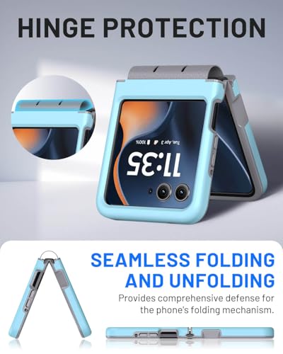 Hinge Protection for Motorola Razr 2026/2025/2024 Case (Blue) | TPU bumper & hard PC, raised camera edges, shockproof, slim, lightweight, dual-layer cover, wireless charging compatible - color: Blue
