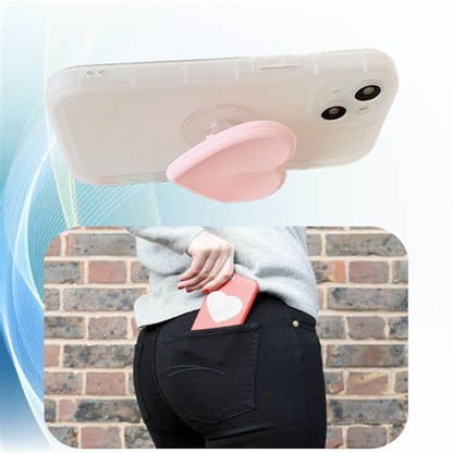 2PCS Heart-Shaped Silicone Mobile Phone Grip Stand,Vilbocr Collapsible Cellphone Finger Grip Holder for Smartphone Tablet Cell Phone Accessory (White) - color: White