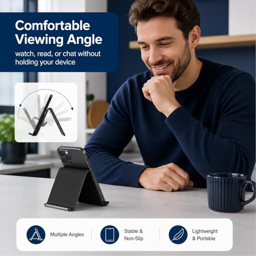Flexible Silicone Phone Holder,Foldable Silicone Phone Holder,Flexible Phone Stand,Adjustable Foldable Holder for Phones Tablets Laptops, Portable Tablet Stand(Black)