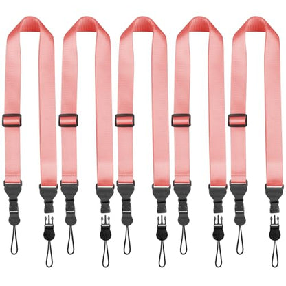 FIEIL 5 Pack Nylon iPad Strap, Adjustable Camera Neck Strap, Comfortable Shoulder Strap for iPad, Cellphone Tablet, Camera, Laptop, Binocular, Luggage Bag(Peach Pink Universal Neck Lanyard) - size: 5 Pack Peach Pink