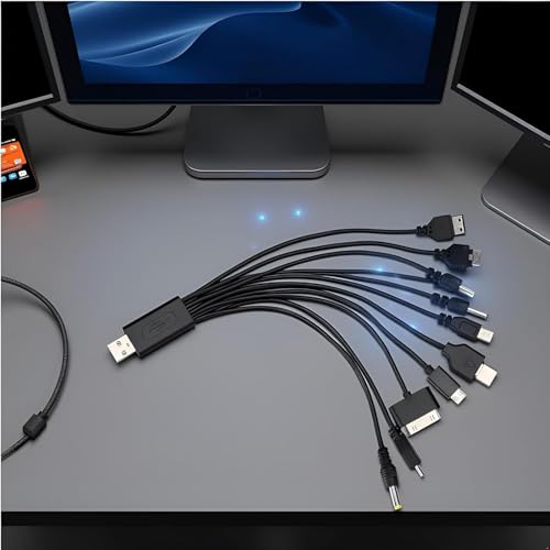 3Pcs Black 10 in 1 Universal USB Cable, Multiple Universal Charging Cable for Cell Phones Blutooth Earphone Speaker Adapter Cable, 20cm Data Cable，Cables and Interconnects，USB Cables