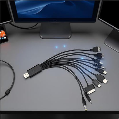 3Pcs Black 10 in 1 Universal USB Cable, Multiple Universal Charging Cable for Cell Phones Blutooth Earphone Speaker Adapter Cable, 20cm Data Cable，Cables and Interconnects，USB Cables