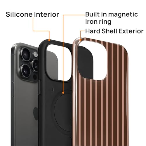 Magnetic for iPhone 14 Pro Max Case,[Compatible with Magsafe] Dual Layer Protective Heavy Duty Shockproof Rugged Drop Protection Bumper Hybrid Case- Aesthetic Striped Brown - color: Aesthetic Striped Brown, size: iPhone 14 Pro Max