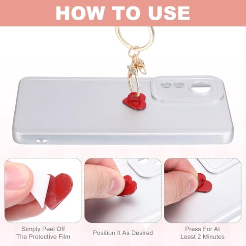 MECCANIXITY 12 Pcs Heart Phone Charm Hook, Adhesive Cell Phone Charm Holder Metal Finger Grip Loop for DIY Case Pad Tablet, White K-Color/Gold/White/Black - color: White K-Color/Gold/White/Black