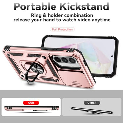 for Samsung Galaxy A36 5G Case with Slide Camera Cover HD Screen Protector [Military Grade 16ft. Drop Tested] Magnetic Ring Holder Kickstand Protective Phone Case for Galaxy A36 5G 2025, Rose Gold - color: Rose Gold w/ Slide Camera 2nd gen. Military Grade
