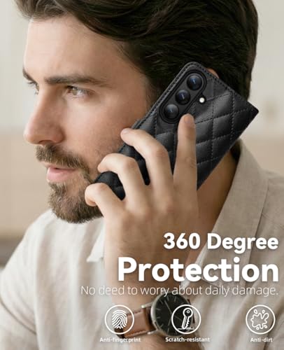 OCASE for Samsung Galaxy S26 Wallet Case, Card Holder, Diamond Black | RFID Blocking, Kickstand, Magnetic Closure, PU Leather Flip Folio, Shockproof TPU Shell, Protective Phone Cover (6.3") 2026 - color: Diamond Black, size: Samsung Galaxy S26