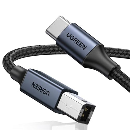UGREEN USB-B to USB-C Cable 3FT, Nylon Braided for Printer & MIDI - color: Black, size: 3 FT