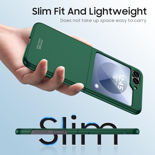 GooseBox for Samsung Galaxy Z Flip 6 Case with Screen Protection,Z Flip 6 Slim HD Clearly Case Ultra-Thin Anti-Scratch Shockproof Phone Case(Green) - color: Flip6-Green
