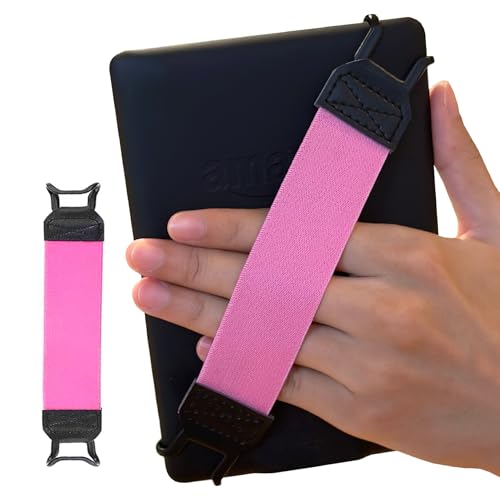 Security Hand-Strap for 6-8" Kindle eReaders Fire Tablet - Kindle/Kobo/Voyaga/Lenovo/Sony Kindle E-Book Tablet, High-Elasticity Versatile Hand Strap Lightweight Finger Grip Holder,Pink - color: Pink