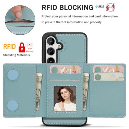 for Samsung Galaxy S23 FE Wallet Case, 2-in-1 Detachable Magnetic Wallet Case, Card Holder RFID Blocking, Fashionable Faux Leather Card Slot & Folding Design (Blue) - color: Blue, size: Samsung Galaxy S23 FE