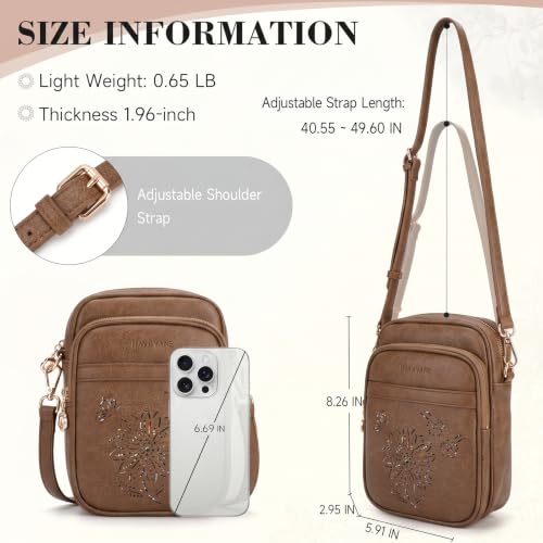 Small Crossbody Bags for Women, RFID Phone Purse with Card Slots, Triple Compartments Lightweight Shoulder Bag - color: 10-apricot