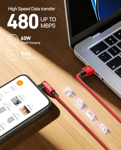 USB to USB C Cable 90 Degree 6FT Right Angle USB A to USB C Cable, 2Pack - color: Red, size: 6FT, style: USB A to USB C