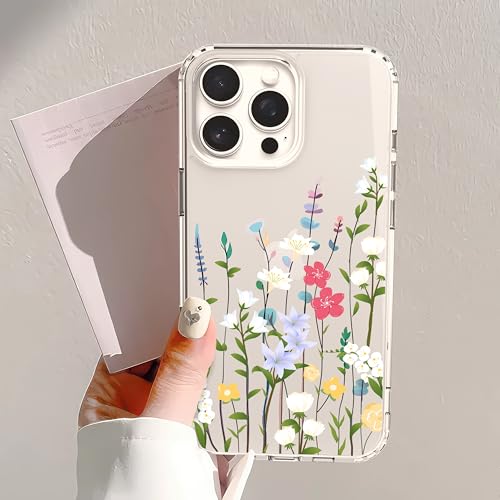 IAIYOXI Clear Case for iPhone 16 Pro Max, [Crystal Clear Military-Grade Drop Protection], Non-Yellowing, Slim Lightweight Transparent TPU Bumper Phone Case Cover Design - Litte Flower - color: Litte Flowers, size: iPhone 16 Pro Max