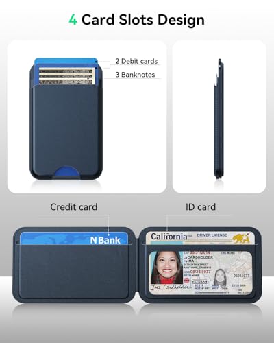 TWZKG for MagSafe Wallet, Works with Apple Find My,5 Card Holder with Stand - color: Findmy Blue