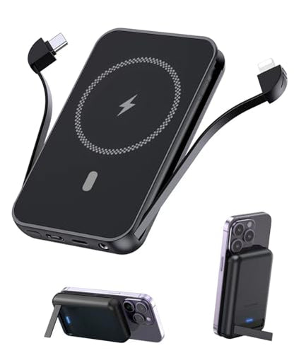 Battery Pack for Magnetic Power Bank, 6800mAh Wireless Portable Charger with PD30W Fast Charging, Battery Pack Built-in 2 Output Cables for iPhone Series(Black) - color: Black