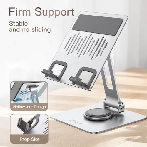 JETech Swivel Tablet Stand for 4-13" Tablets and Phones, Silver - color: Silver