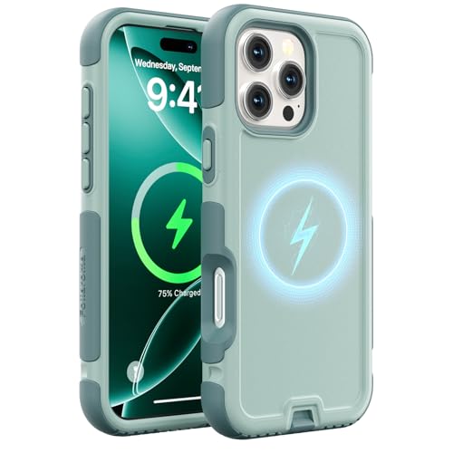 Follaroma for iPhone 16 Pro Max Case, Compatible with MagSafe, Heavy Duty Shockproof Protective Phone Case, Anti-Drop Protection, Dual Layer Magnetic Phone Cover for iPhone 16 Pro Max, 6.9", Green - color: Green, size: iPhone 16 Pro Max 6.9''