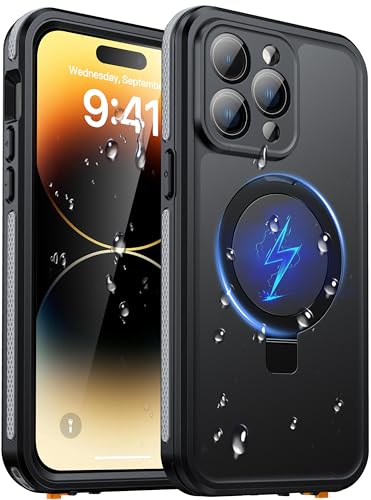 Oterkin Magnetic Stand for iPhone 14 Pro Max Case Waterproof IP68, Black - color: Black, size: iPhone 14 Pro Max