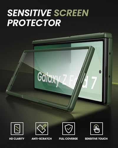 for Samsung Galaxy Z Fold 7 Case, Stand & Hinge Protection, Green - color: Green-Z