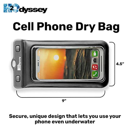 H2ODYSSEY Waterproof Phone Case and Lanyard - Excellent Waterproof Protection - Floats in The Water -Lanyard for Beach Kayak Travel - Universal Size - Black - color: Black