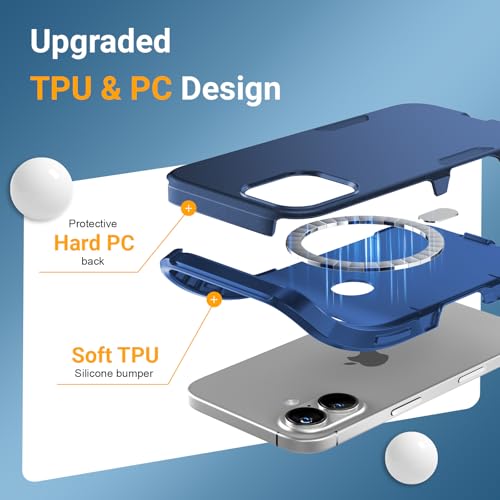 jaroco Magnetic for iPhone 16 Case Heavy Duty Rugged Dual-Layer Blue - color: Blue, size: iPhone 16