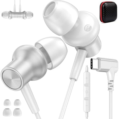 USB C Earbuds Wired for iPad/iPhone 18 Pro Max Duo 17 Air Plus, Silver - color: Silver