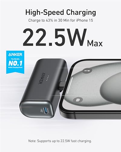 Anker Zolo Power Bank, 20,000mAh 45W Max Fast Portable Charger with Built-in USB-C Cable iPhone 17 Portable Charger, Nano Power Bank with Built-in USB C Connector