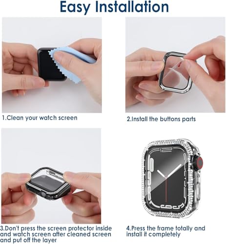Simpeak 5-Pack Women Bling Screen Protector Case Compatible with Apple Watch 38mm 40mm 41mm 45mm Series 10 42mm 46mm, Screen Case Compatible with iWatch Series 10 9 8 7 6 5 4 3 2 1 (44mm) - size: 44mm(Series 4/5/6/SE)