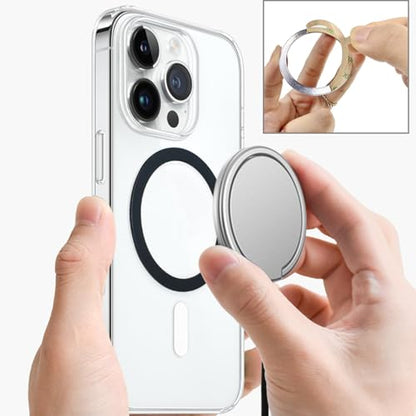 TENOC Universal Metal Ring Sticker, 6Pcs, Bkack+Silver | Compatible with iPhone/Samsung/Android Cellphones, Magnetic Phone Charger/Mount/Holder Conversion - color: Black&Silver