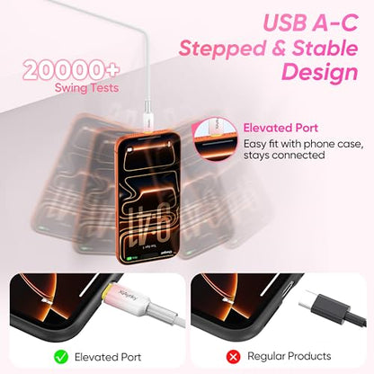 USB A to USB C Cable 10FT 2-Pack, 60W Fast Charging, 480Mbps Data - color: Pink Gradient, size: 10FT